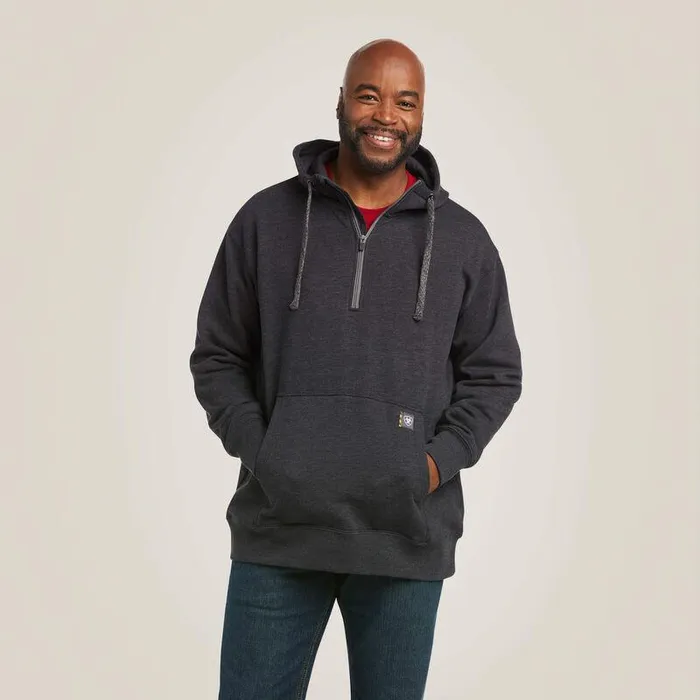 Men Sweatshirts and Hoodies Ariat Rebar Workman 14 Zip Hoodie Charcoal