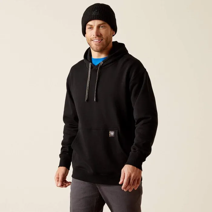 Men Sweatshirts and Hoodies Ariat Rebar Workman Moto Eagle Hoodie Black