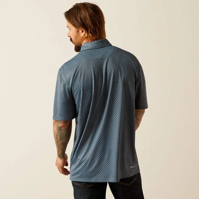 Men TShirts and Polos Ariat All Over Print Polo Newsboy Blue