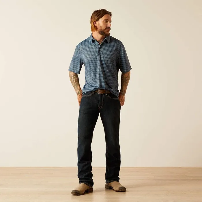 Men TShirts and Polos Ariat All Over Print Polo Newsboy Blue