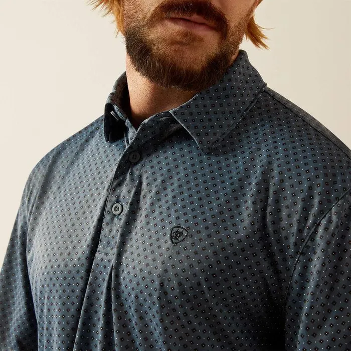 Men TShirts and Polos Ariat All Over Print Polo Newsboy Blue