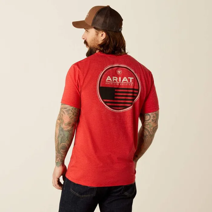 Men TShirts and Polos Ariat Ariat Original Flag Scope TShirt Red Heather