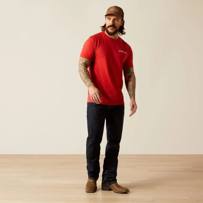 Men TShirts and Polos Ariat Ariat Original Flag Scope TShirt Red Heather Men TShirts and Polos Ariat Ariat Original Flag Scope TShirt Red Heather