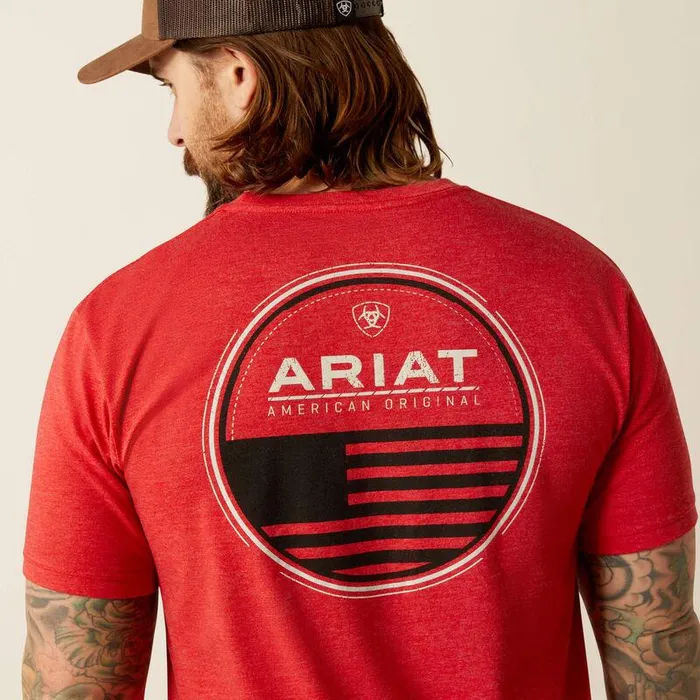 Men TShirts and Polos Ariat Ariat Original Flag Scope TShirt Red Heather Men TShirts and Polos Ariat Ariat Original Flag Scope TShirt Red Heather
