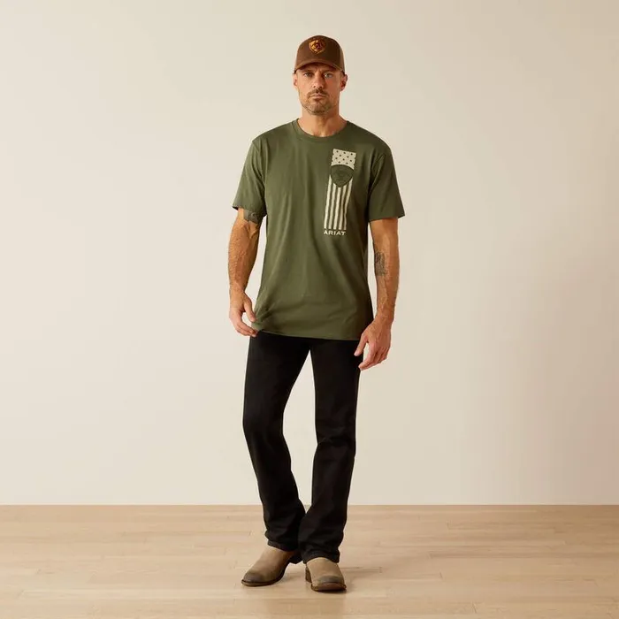 Men TShirts and Polos Ariat Ariat Patriot Stripe TShirt Surplus Green Men TShirts and Polos Ariat Ariat Patriot Stripe TShirt Surplus Green