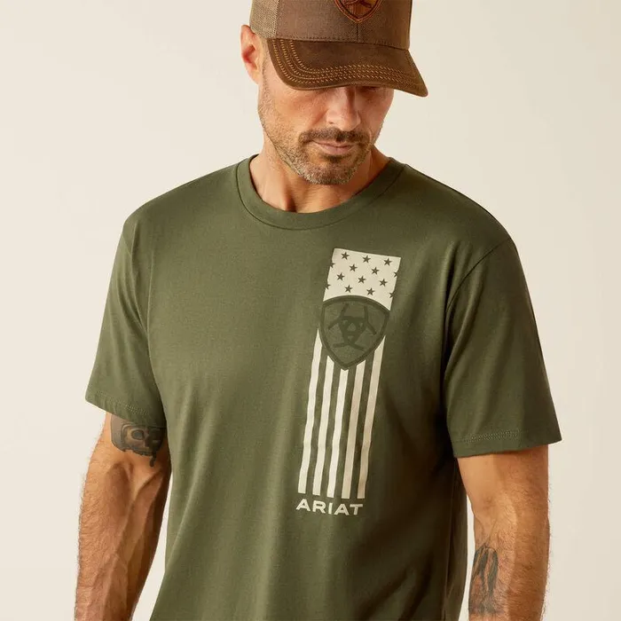 Men TShirts and Polos Ariat Ariat Patriot Stripe TShirt Surplus Green Men TShirts and Polos Ariat Ariat Patriot Stripe TShirt Surplus Green