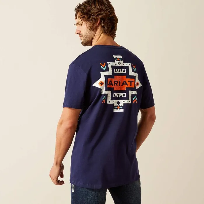 Men TShirts and Polos Ariat Ariat Southwest Pocket TShirt Classic Blue