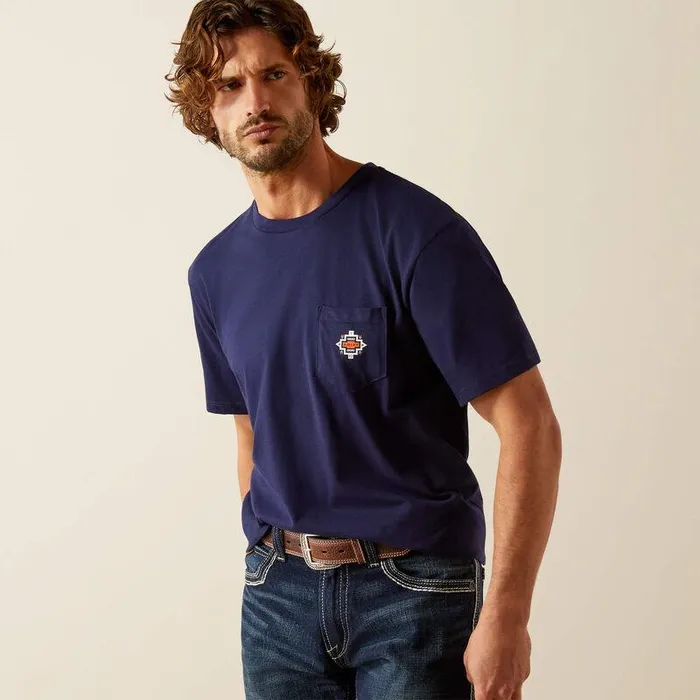 Men TShirts and Polos Ariat Ariat Southwest Pocket TShirt Classic Blue Men TShirts and Polos Ariat Ariat Southwest Pocket TShirt Classic Blue