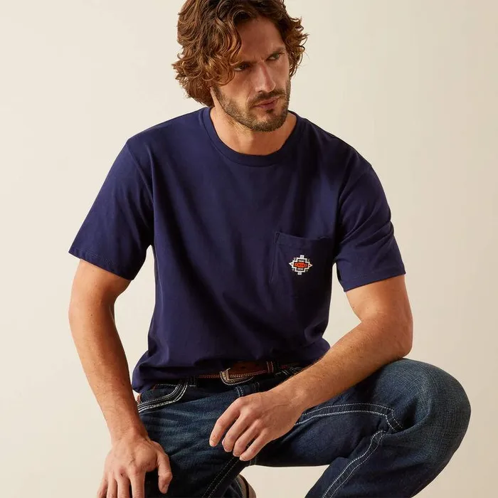 Men TShirts and Polos Ariat Ariat Southwest Pocket TShirt Classic Blue Men TShirts and Polos Ariat Ariat Southwest Pocket TShirt Classic Blue
