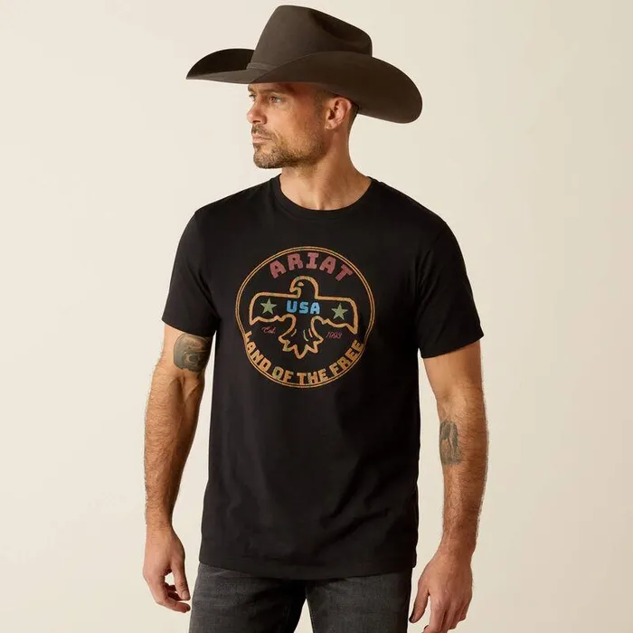 Men TShirts and Polos Ariat Ariat Thunderbird Coin TShirt Black