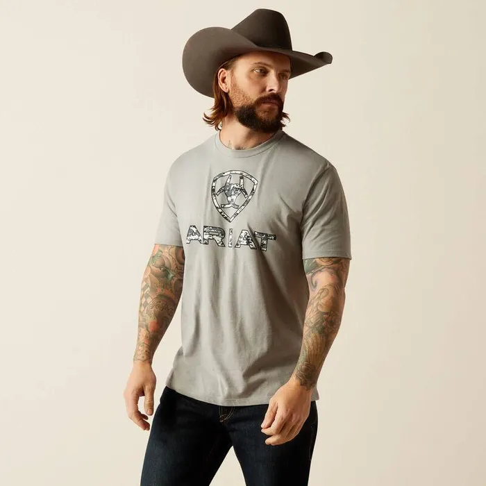 Men TShirts and Polos Ariat Liberty USA Digi Camo TShirt Stone Heather