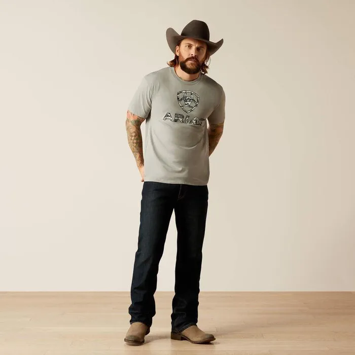 Men TShirts and Polos Ariat Liberty USA Digi Camo TShirt Stone Heather