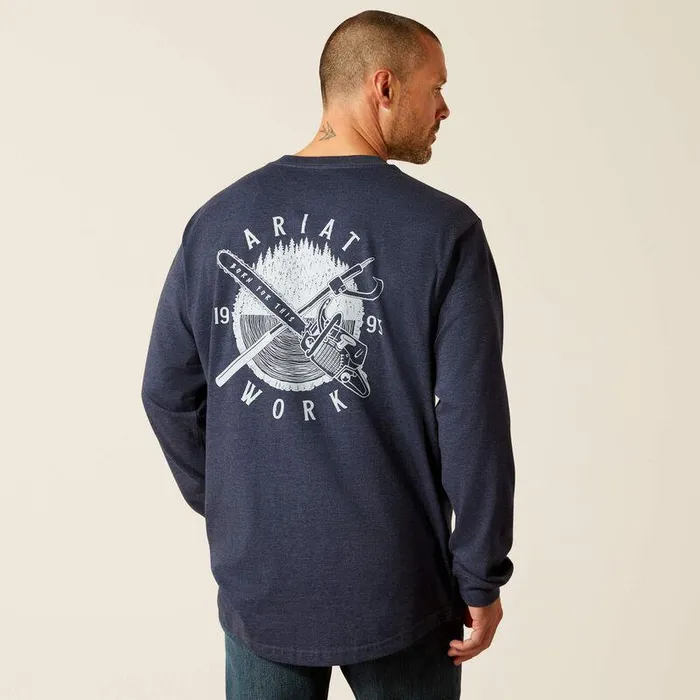 Men TShirts and Polos Ariat Rebar Cotton Strong Chainsaw TShirt Navy Heather