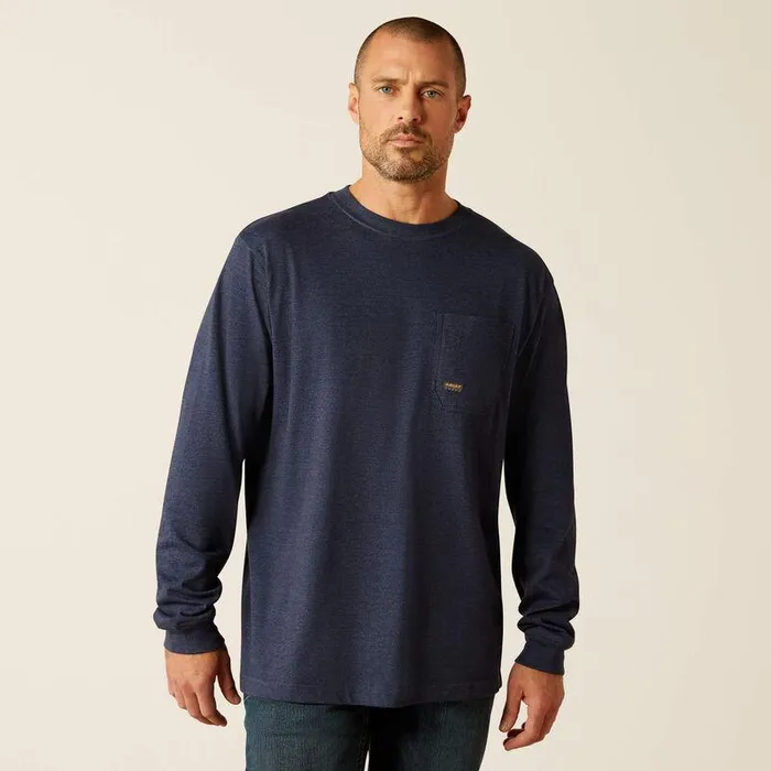 Men TShirts and Polos Ariat Rebar Cotton Strong Chainsaw TShirt Navy Heather