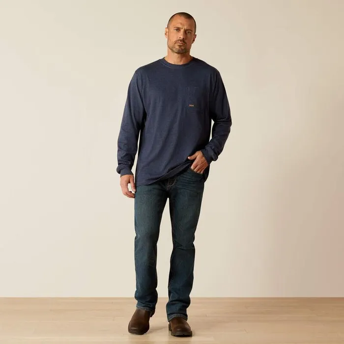 Men TShirts and Polos Ariat Rebar Cotton Strong Chainsaw TShirt Navy Heather