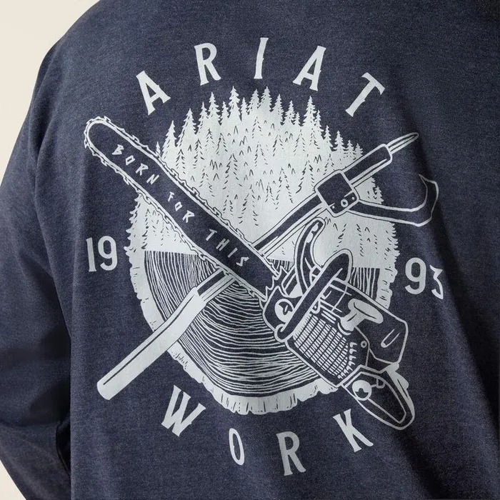 Men TShirts and Polos Ariat Rebar Cotton Strong Chainsaw TShirt Navy Heather