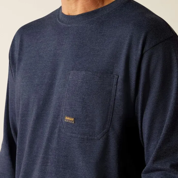 Men TShirts and Polos Ariat Rebar Cotton Strong Chainsaw TShirt Navy Heather