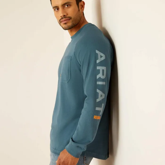 Men TShirts and Polos Ariat Rebar Cotton Strong Graphic TShirt Stargazersmoke Blue Men TShirts and Polos Ariat Rebar Cotton Strong Graphic TShirt Stargazersmoke Blue