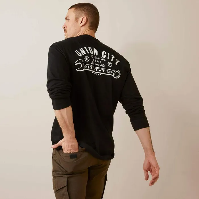 Men TShirts and Polos Ariat Rebar Cotton Strong Union City Black