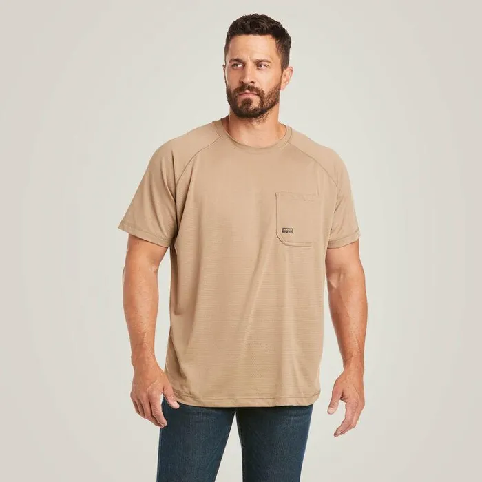 Men TShirts and Polos Ariat Rebar Heat Fighter TShirt Khaki