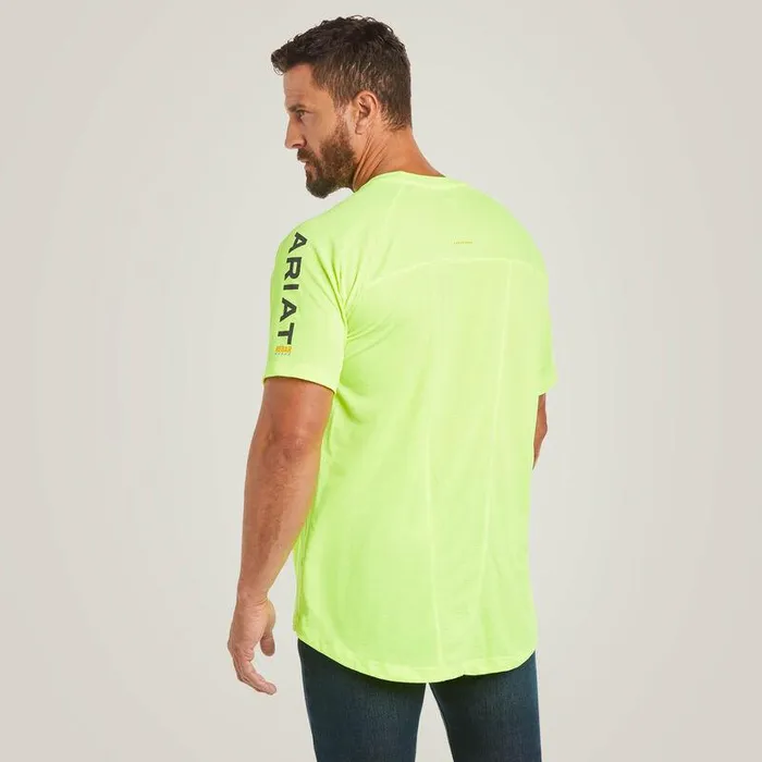 Men TShirts and Polos Ariat Rebar Heat Fighter TShirt Neon Lime