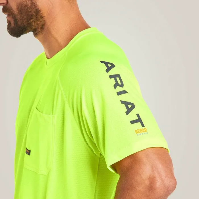 Men TShirts and Polos Ariat Rebar Heat Fighter TShirt Neon Lime