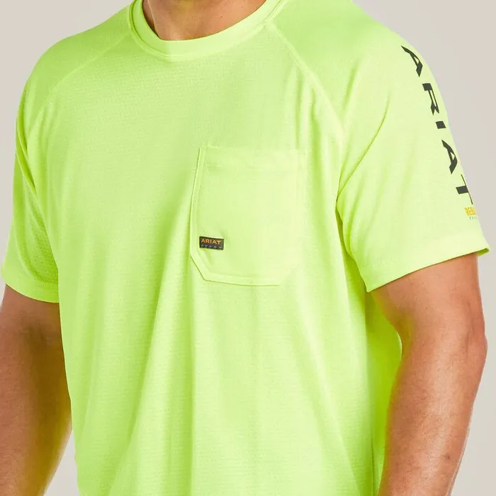 Men TShirts and Polos Ariat Rebar Heat Fighter TShirt Neon Lime