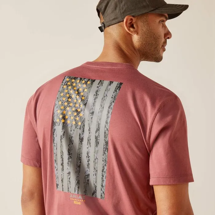 Men TShirts and Polos Ariat Rebar Workman Reflective Flag TShirt Roan Rouge Men TShirts and Polos Ariat Rebar Workman Reflective Flag TShirt Roan Rouge