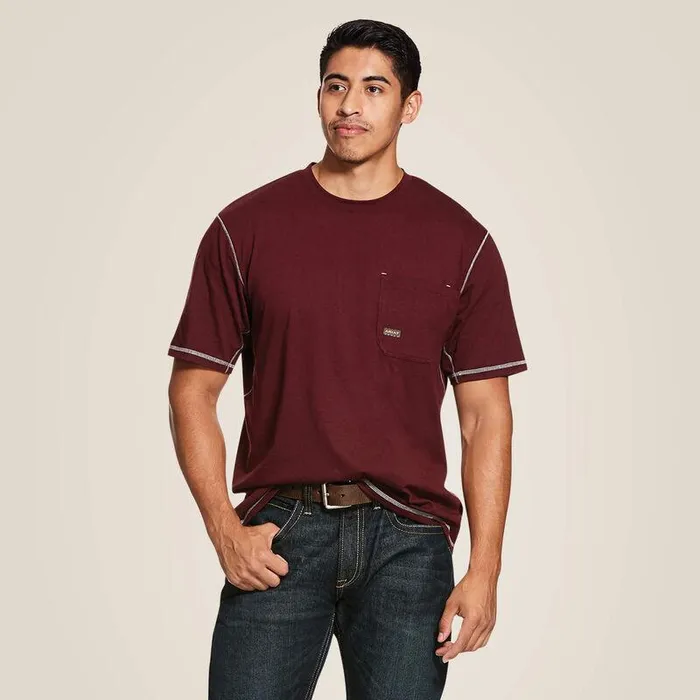 Men TShirts and Polos Ariat Rebar Workman TShirt Malbec
