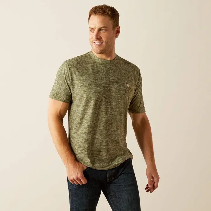 Men TShirts and Polos Ariat Tree Bark Camo Charger TShirt Dark Olive