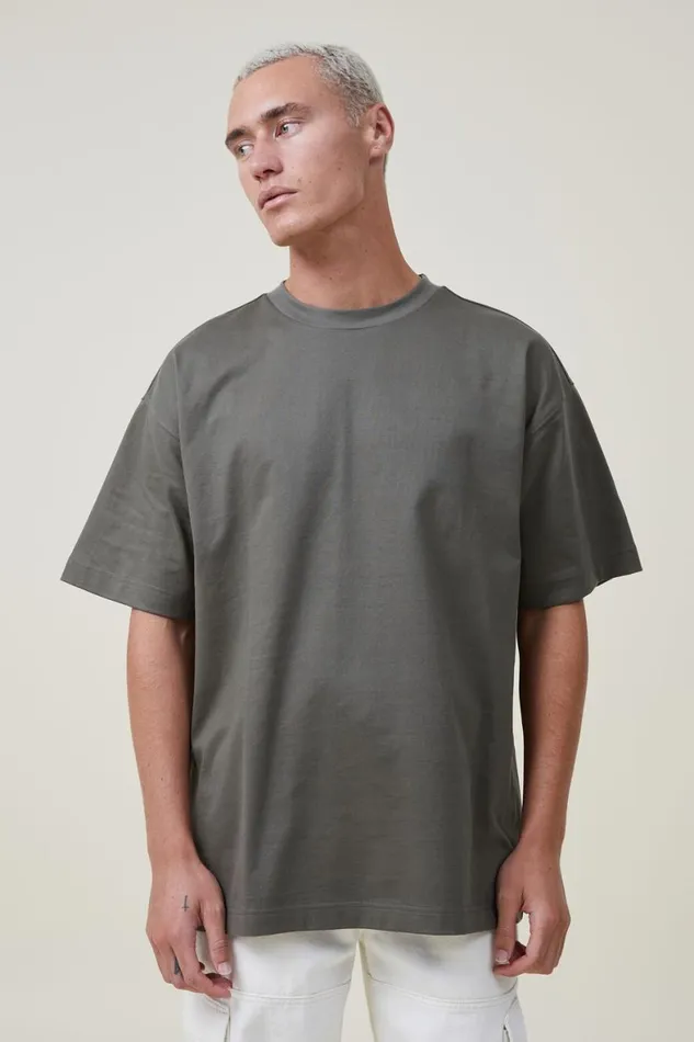Men Tees and Tanks Cotton On Box Fit Plain TShirt Military