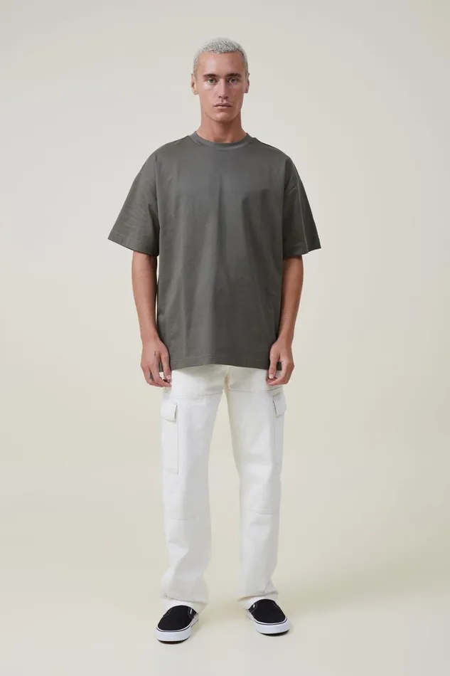 Men Tees and Tanks Cotton On Box Fit Plain TShirt Military