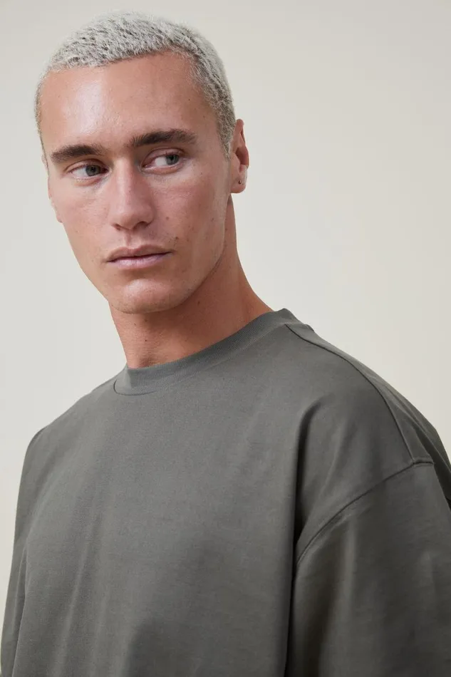 Men Tees and Tanks Cotton On Box Fit Plain TShirt Military