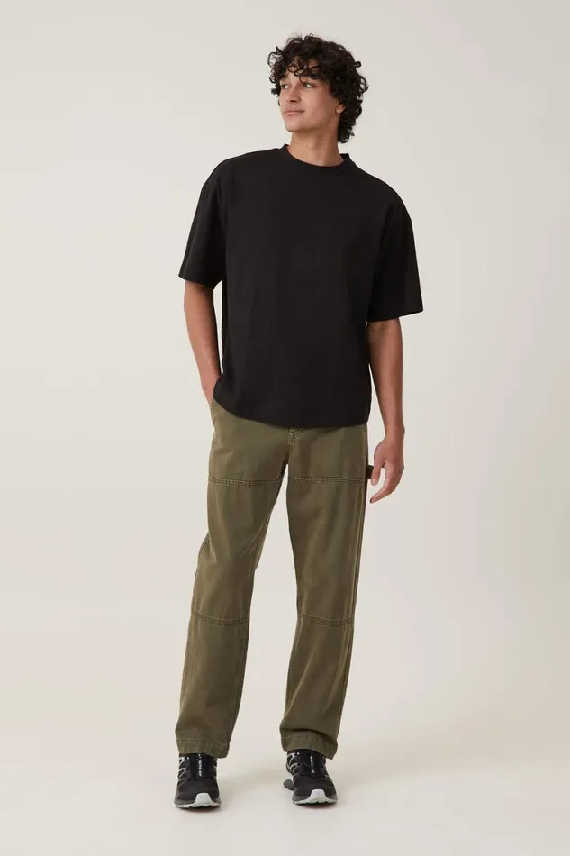 Men Tees and Tanks Cotton On Box Fit Scooped Hem TShirt Black
