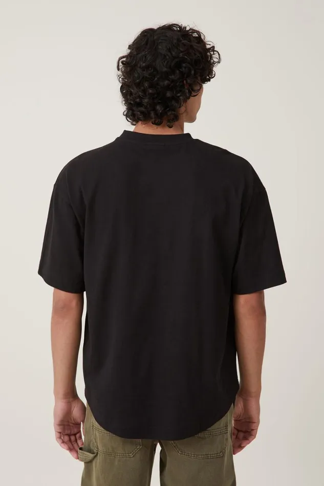 Men Tees and Tanks Cotton On Box Fit Scooped Hem TShirt Black