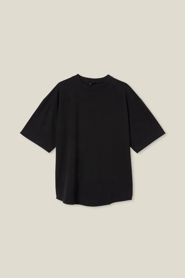 Men Tees and Tanks Cotton On Box Fit Scooped Hem TShirt Black