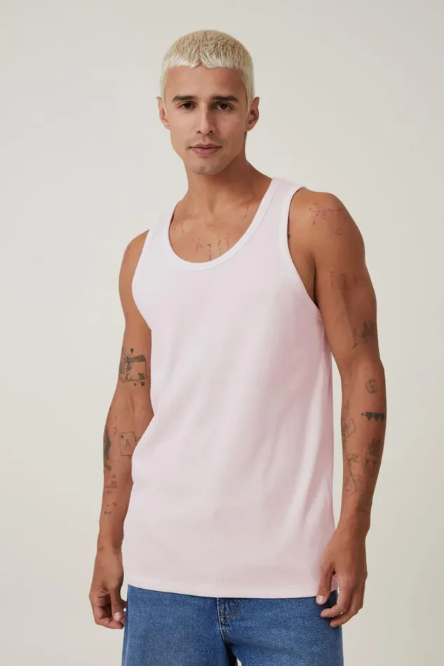 Men Tees and Tanks Cotton On Loose Fit Rib Tank Rose