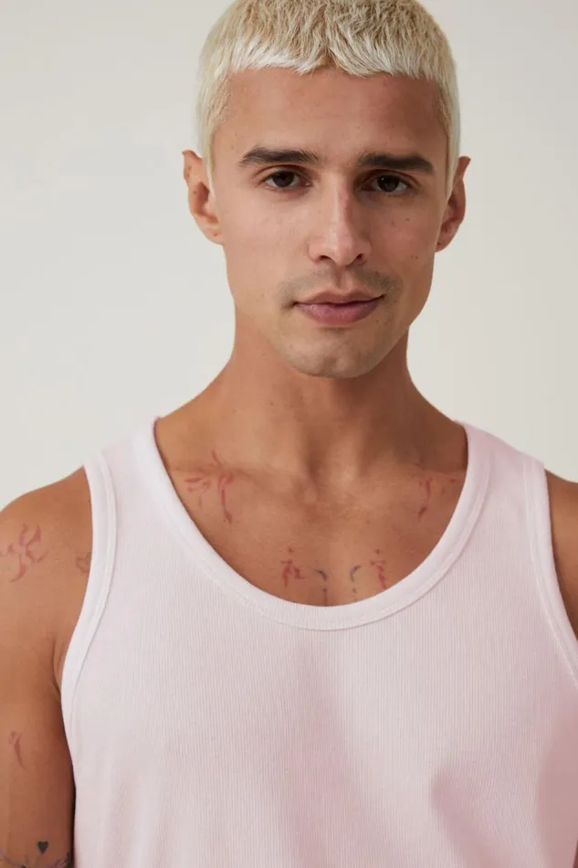 Men Tees and Tanks Cotton On Loose Fit Rib Tank Rose