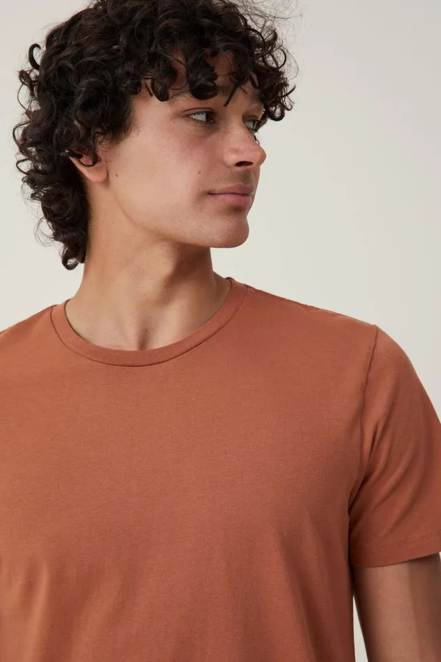 Men Tees and Tanks Cotton On Organic Longline TShirt Terracotta