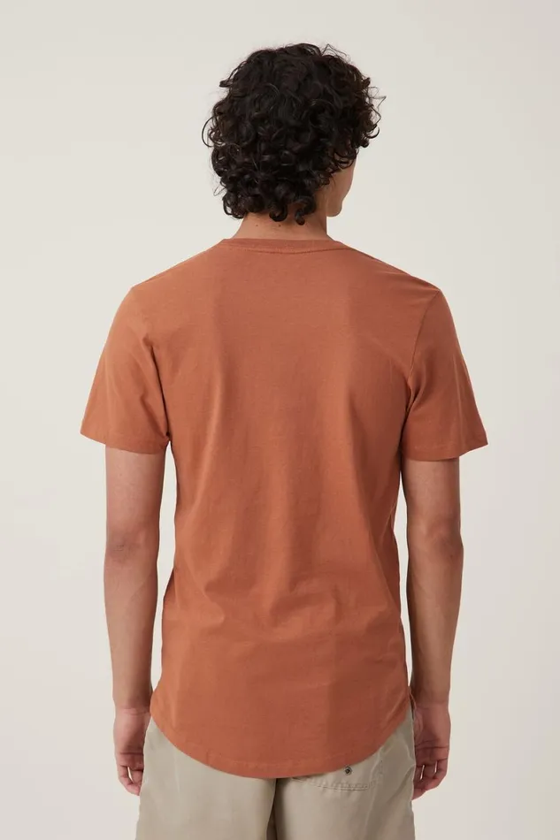 Men Tees and Tanks Cotton On Organic Longline TShirt Terracotta