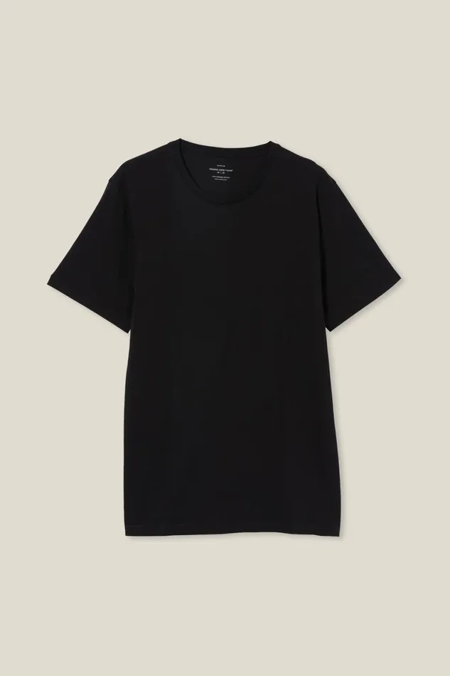 Men Tees and Tanks Cotton On Organic Regular Fit Crew TShirt Black