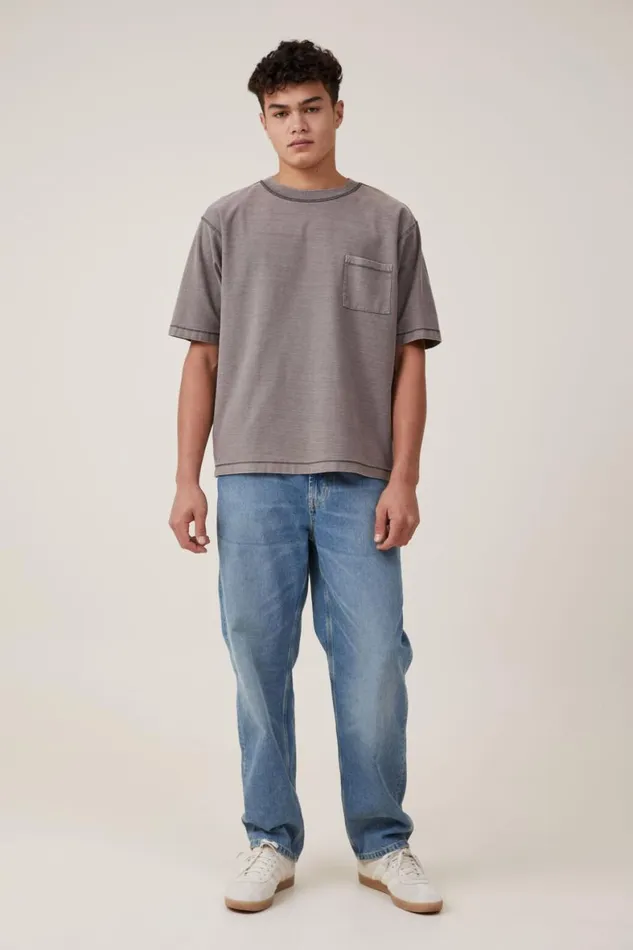 Men Tees and Tanks Cotton On Short Fit Reversed TShirt Slate Stone