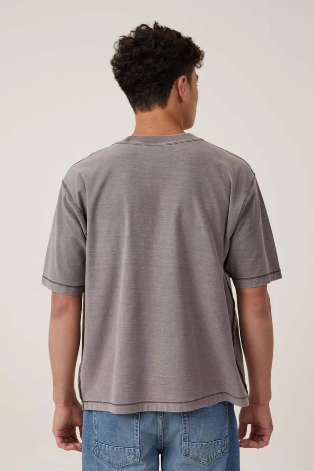 Men Tees and Tanks Cotton On Short Fit Reversed TShirt Slate Stone