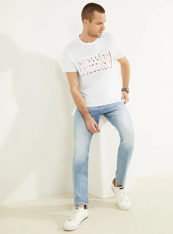 Men Tees and Tanks GUESS Eco White Academy Logo Tshirt Men Tees and Tanks GUESS Eco White Academy Logo Tshirt