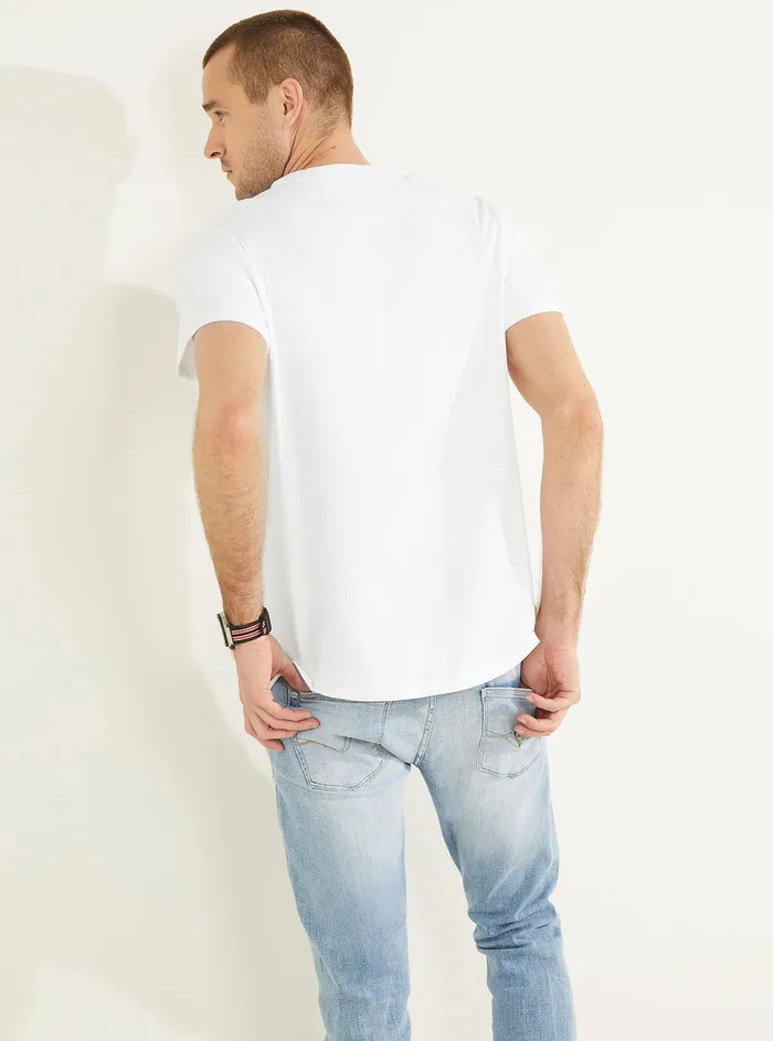 Men Tees and Tanks GUESS Eco White Academy Logo Tshirt Men Tees and Tanks GUESS Eco White Academy Logo Tshirt