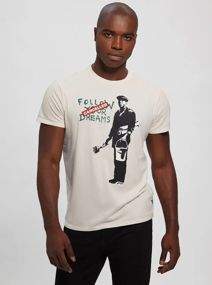 Men Tees and Tanks GUESS White Cancelled Dreams Tshirt