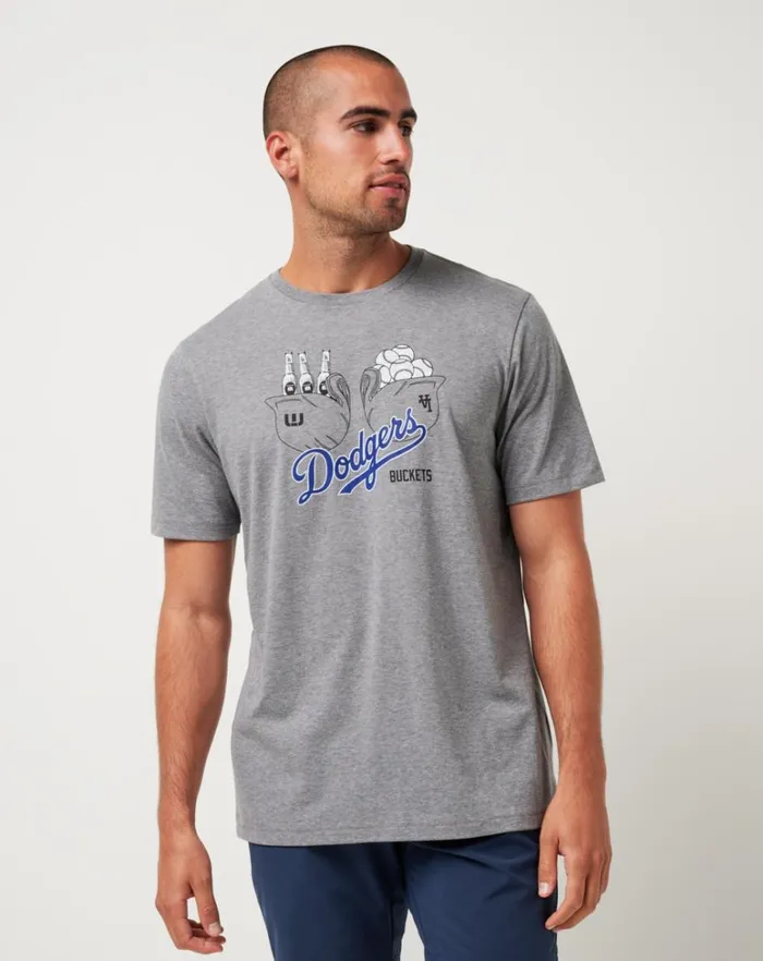 Men Tees TravisMathew LOS ANGELES DODGERS STRIKE ONE TEE Heather Grey