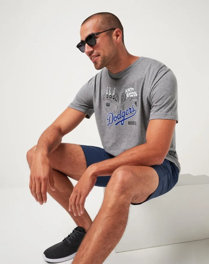 Men Tees TravisMathew LOS ANGELES DODGERS STRIKE ONE TEE Heather Grey