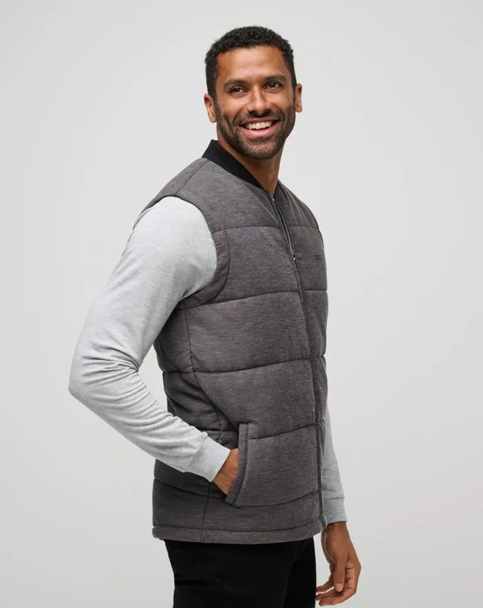 Men Vests TravisMathew CLIMATE DROP VEST Heather Black Men Vests TravisMathew CLIMATE DROP VEST Heather Black