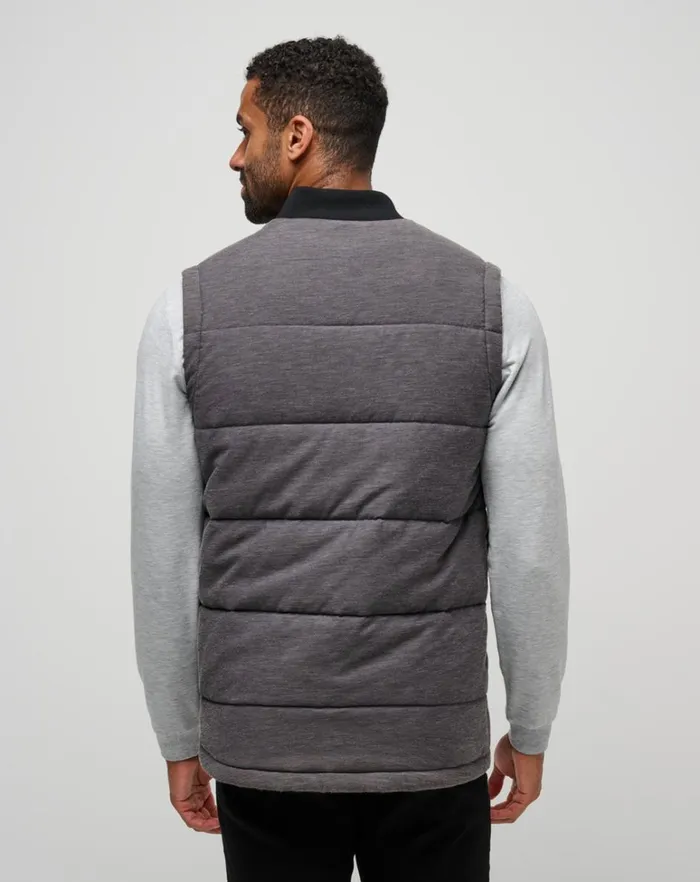 Men Vests TravisMathew CLIMATE DROP VEST Heather Black Men Vests TravisMathew CLIMATE DROP VEST Heather Black